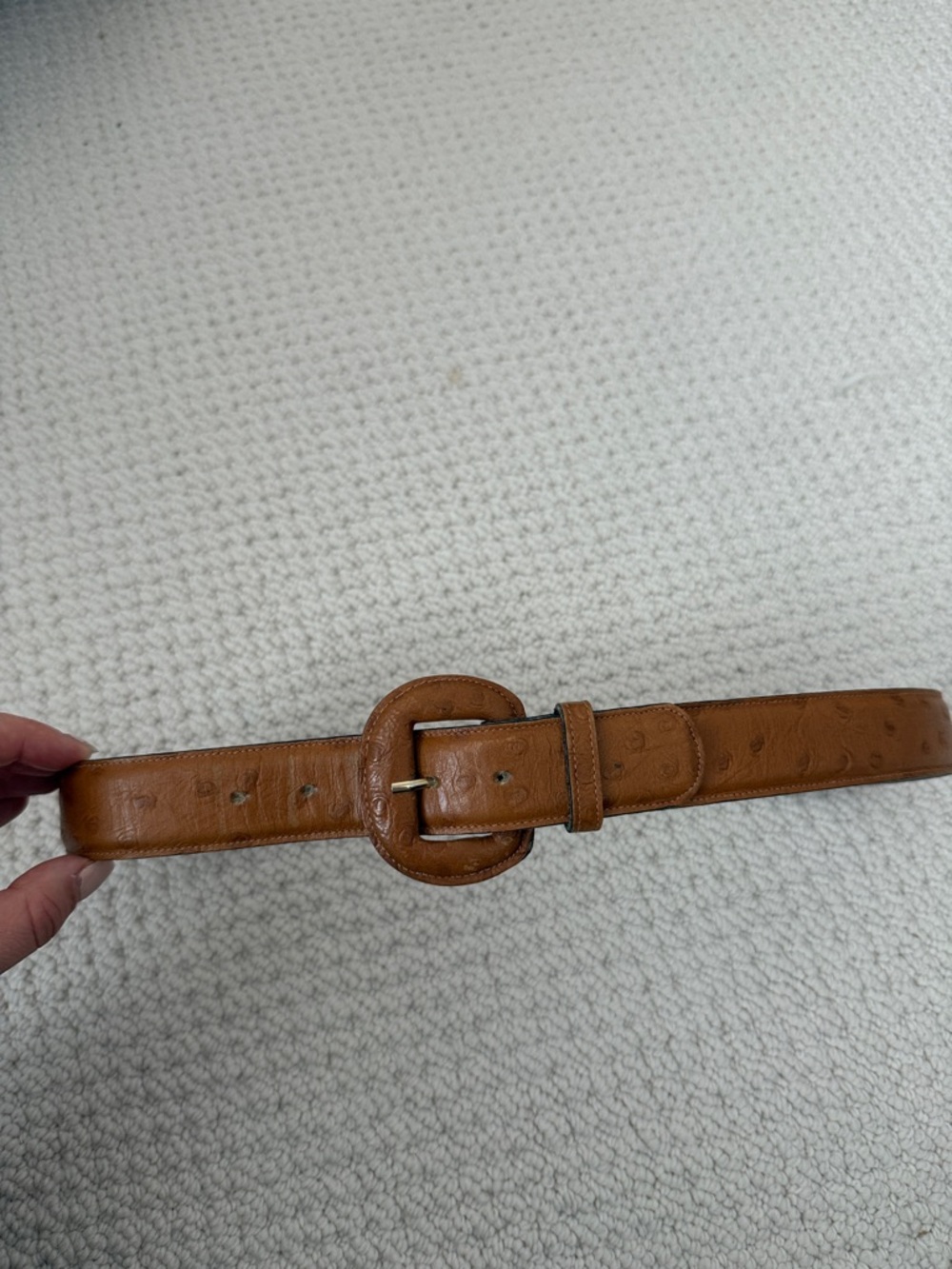 Vintage Leather Women's Tan Belt with Round Buckle